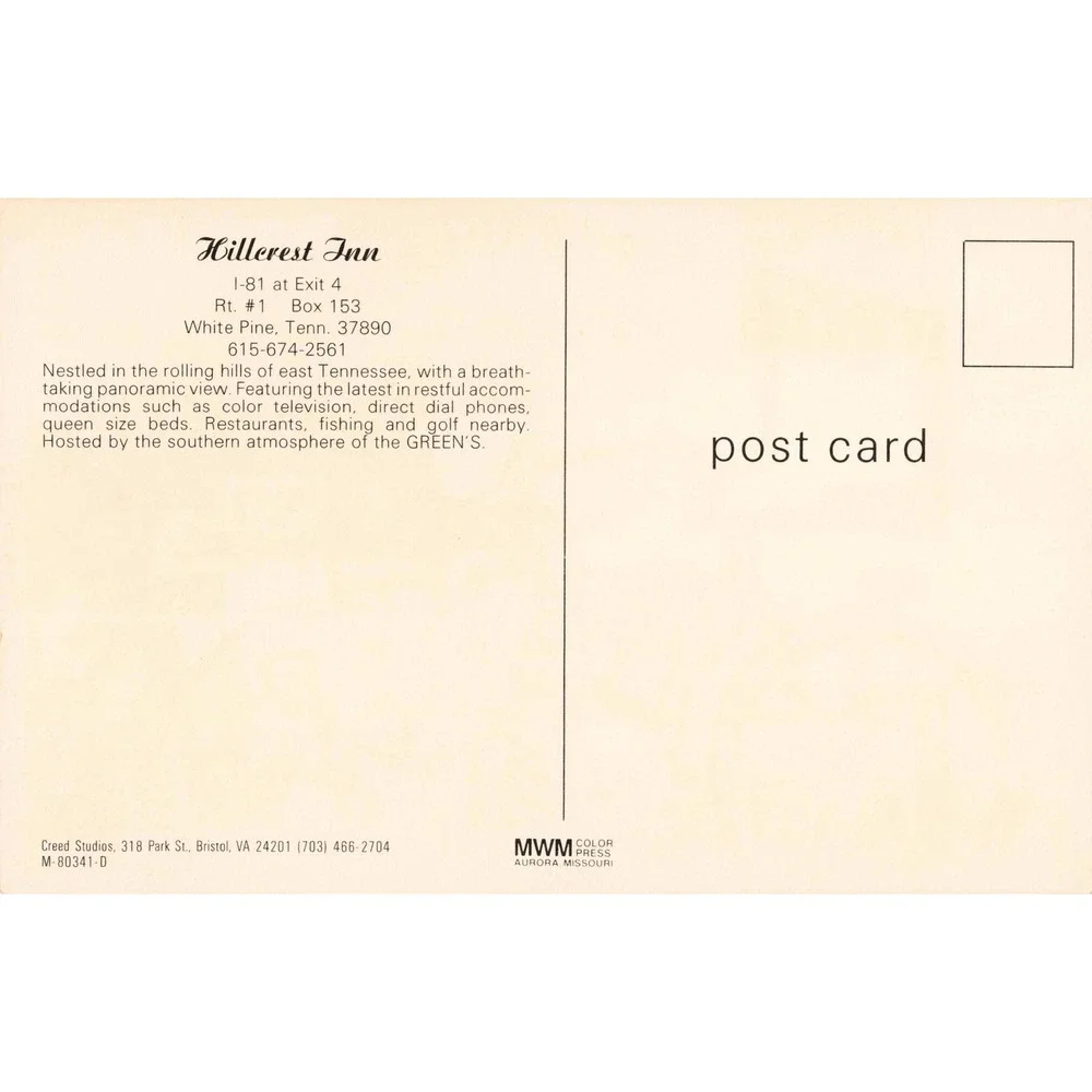 Hillcrest Inn White Pine Tennessee TN Chrome Postcard Multi-View Motel MWM - Picture 2 of 2